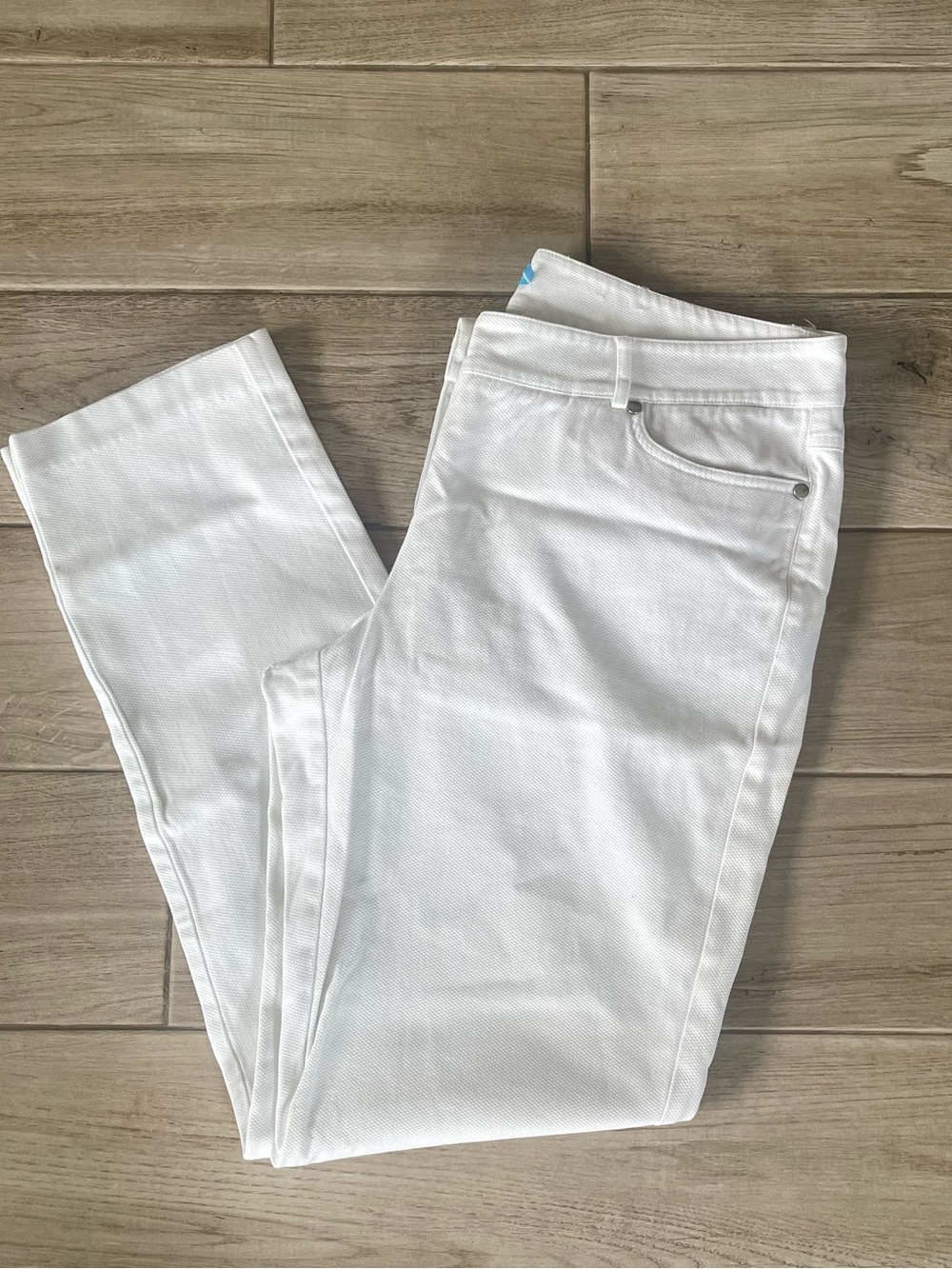 J.McLaughlin Women’s White Cotton Summer Stretch Pants - Classic Slim Fit
